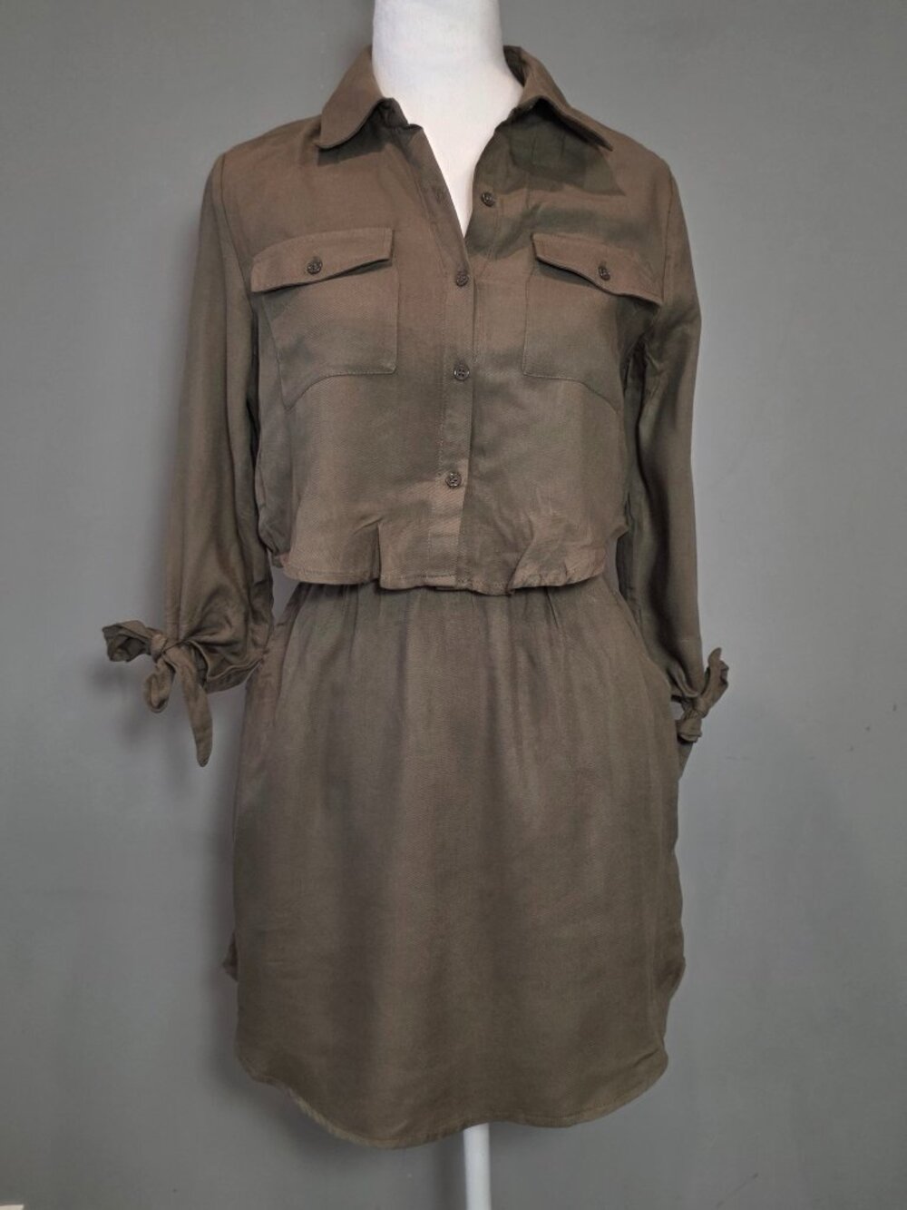 NWT JACK by BB-Dakota XS Utility Military Inspired Green Mini Dress Neutral